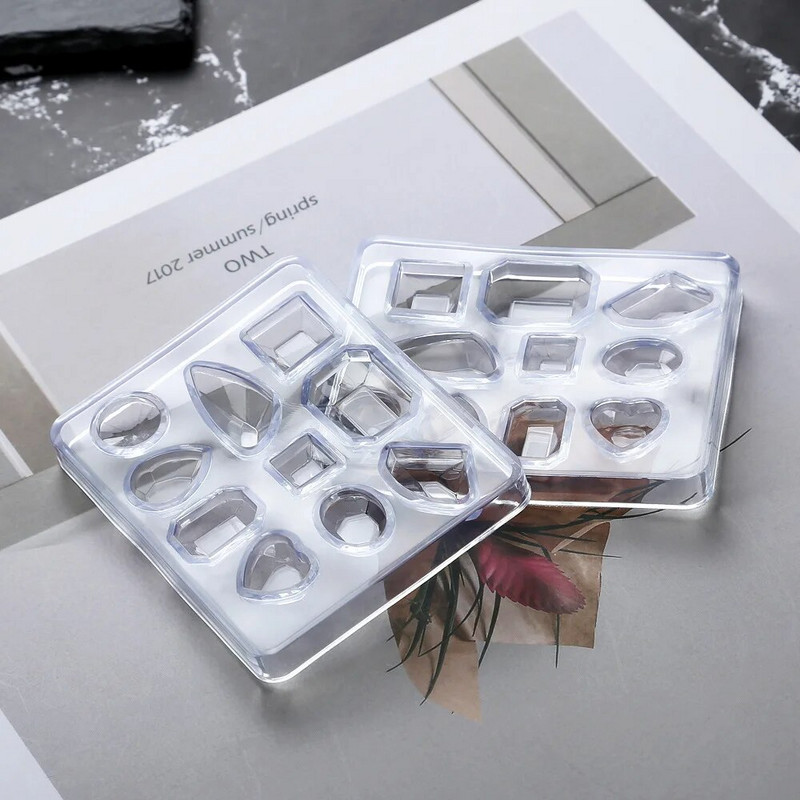 Caurspīdīga gumijas kristāla epoksīda sveķu veidne, DIY auskari, mazi slīpēti dārgakmeņu veidne sveķiem