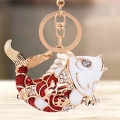 Jauki Rhinestone Crystal astes izliekti zelta zivtiņas atslēgu piekariņi Dzīvnieku zivju atslēgu piekariņi atslēgu piekariņu turētājs soma kulonu aksesuāri atslēgu piekariņš