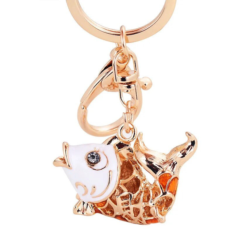 Jauki Rhinestone Crystal astes izliekti zelta zivtiņas atslēgu piekariņi Dzīvnieku zivju atslēgu piekariņi atslēgu piekariņu turētājs soma kulonu aksesuāri atslēgu piekariņš