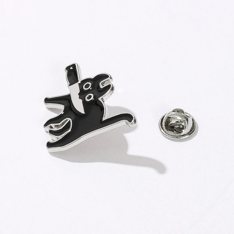 Crtani mačak s nožem Emajlirani broš Smiješne ubojice Crna maca Mew Mew Traper igla za rever Modna torba Bedž Nakit Poklon za prijatelja