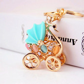 Creative Cute Bērnu ratiņu modelēšana Atslēgu piekariņš Gulbis Sieviešu soma Aksesuāri Metāla kulons atslēgu piekariņš Amatniecība maza dāvana