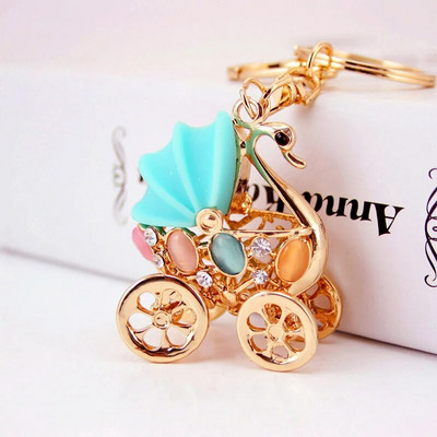 Creative Cute Bērnu ratiņu modelēšana Atslēgu piekariņš Gulbis Sieviešu soma Aksesuāri Metāla kulons atslēgu piekariņš Amatniecība maza dāvana