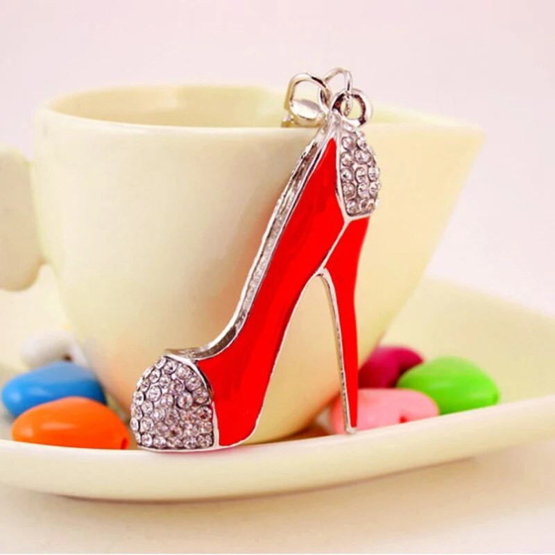 Modes Rhinestone augstpapēžu kurpes Auto atslēgu piekariņš Sieviešu somas aksesuāri Atslēgu piekariņš Kulons Dāvana