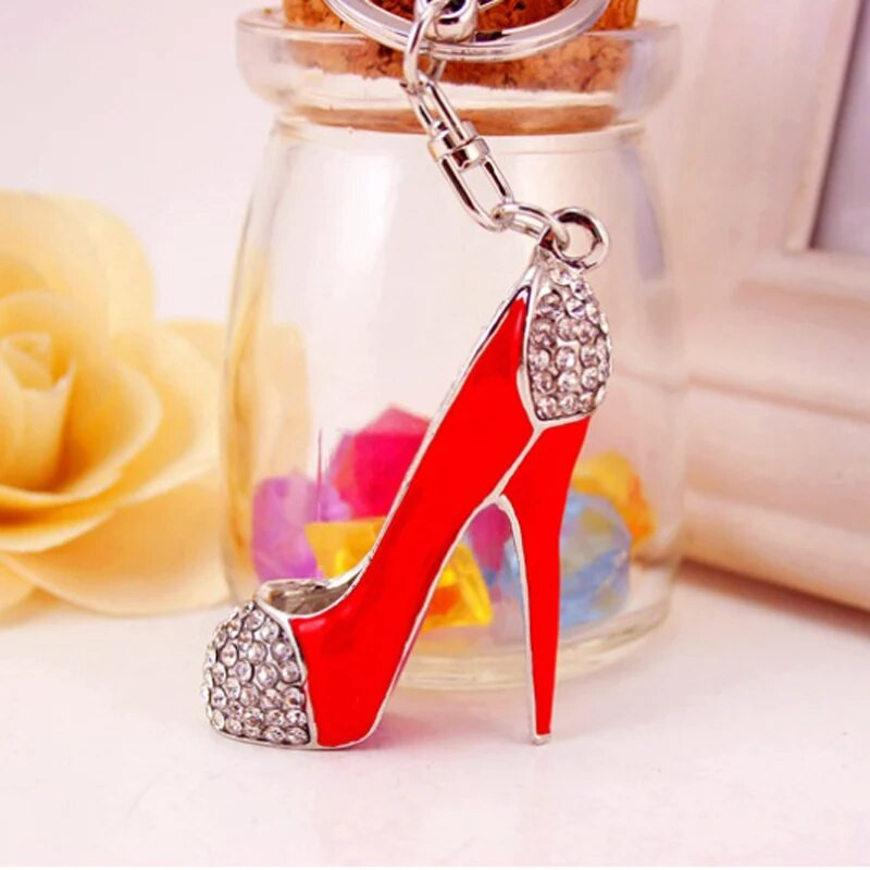 Modes Rhinestone augstpapēžu kurpes Auto atslēgu piekariņš Sieviešu somas aksesuāri Atslēgu piekariņš Kulons Dāvana