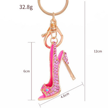 Креативни ключодържатели с форма на токчета Луксозен ключодържател за обувки с кристални кристали за жени Момичета Дамска чанта Телефон Висулка Аксесоари за бижута