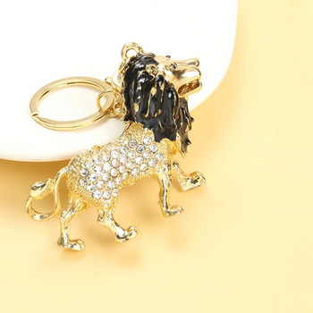 Μπρελόκ με σμάλτο Lion Crystal Rhinestone Χαριτωμένο Κρεμαστό Κρεμαστό Κρεμαστό Γυναικείο Μπρελόκ για Γυναικείες Ανδρικές τσάντες Κλειδιά αυτοκινήτου Δώρο Ζευγάρι Κοσμήματα