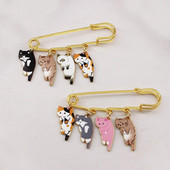 Δημιουργικές καρφίτσες από σμάλτο γάτας Χαριτωμένα καρφίτσες στήθους γάτας Μαύρο και άσπρο πορτοκαλί Γκρι ροζ καρφίτσες στήθους γάτας Σήμα πέτο Ζώο κοσμήματα