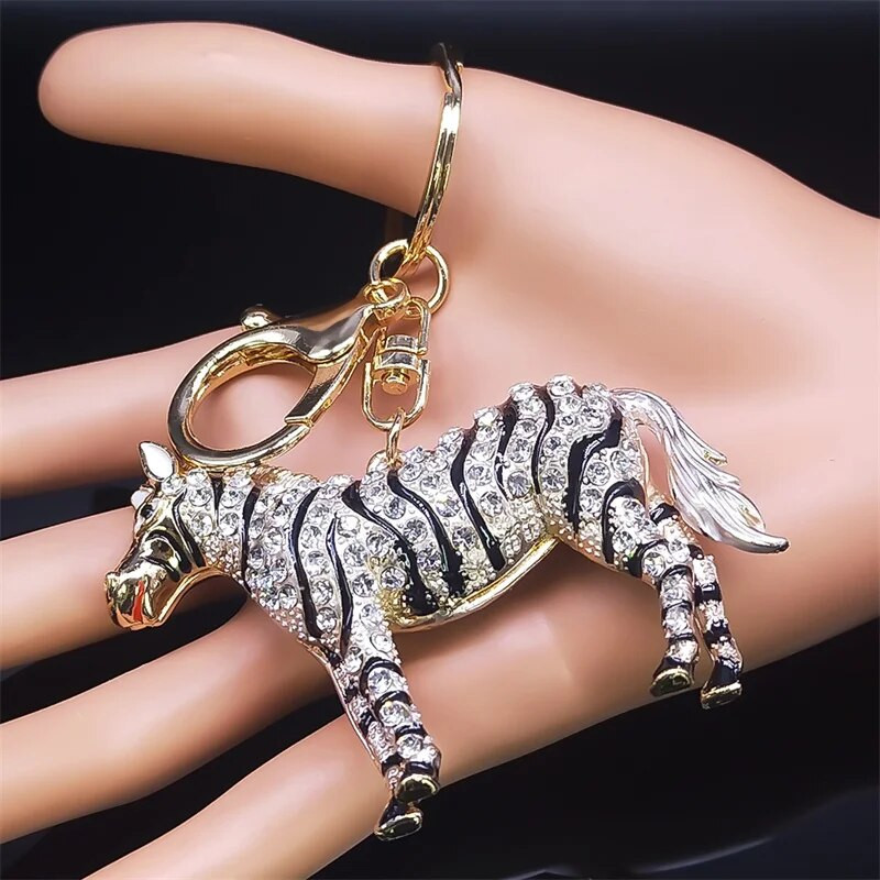 Animal Zebra Rhinestone κρεμαστό Μπρελόκ Διακόσμηση Μπρελόκ Δαχτυλίδια Θήκη Πορτοφόλι Τσάντα Αλυσίδες Θήκη Γούρια Αυτοκίνητα κοσμήματα