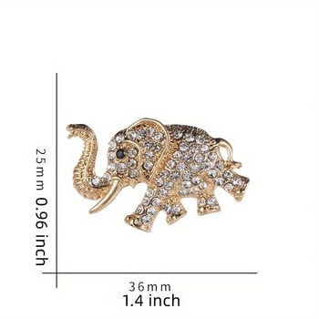 Дамска мъжка брошка със слон с ретро кристали Ретро емблема на животно Аксесоари за бижута