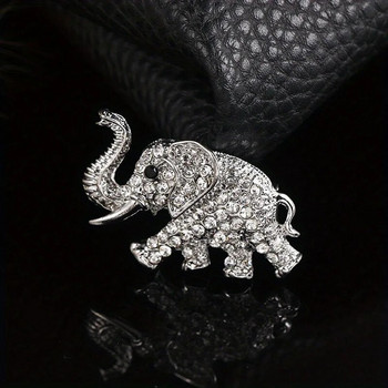 Дамска мъжка брошка със слон с ретро кристали Ретро емблема на животно Аксесоари за бижута