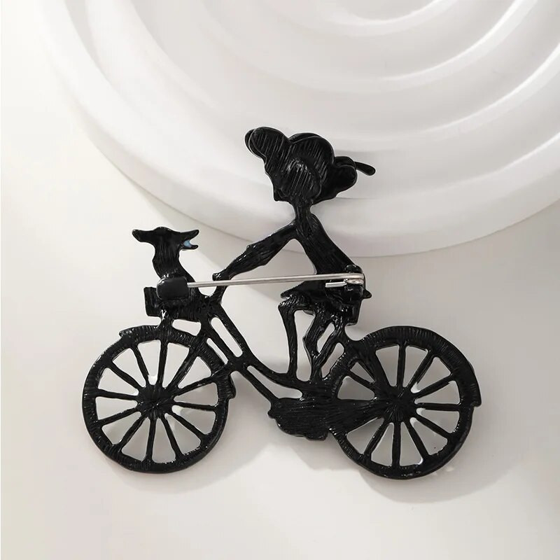 Jaukas multfilmas velosipēdu piespraudes Sievietēm maza meitene braukšana ar velosipēdu piespraude 2 krāsu modes ikdienas apģērbu soma piespraudes piespraudes meitenei dāvana