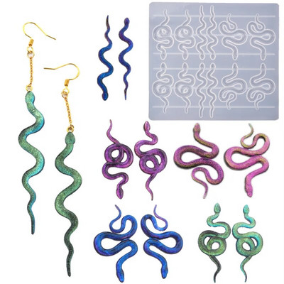 DIY Crystal Epoxy Resin Mold Snake Head Snake Earrings Stud Earrings Keychain Mirror Silicone Mould