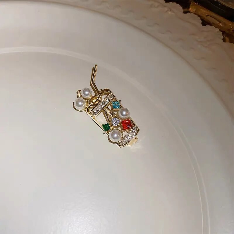 Jauki Pērļu sulas dzērieni Piens Tējas Krūzes Piespraudes Atloka Piespraudes Sieviešu Meitenēm Krāsainas Cirkona Rhinestone Radoša dizaina Mētelis nozīmītes