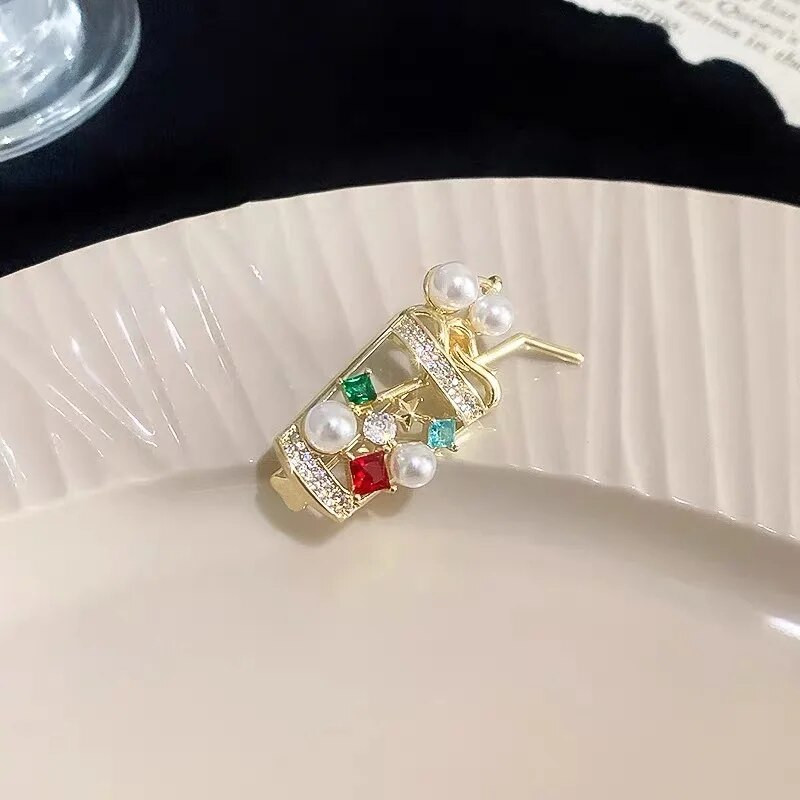 Jauki Pērļu sulas dzērieni Piens Tējas Krūzes Piespraudes Atloka Piespraudes Sieviešu Meitenēm Krāsainas Cirkona Rhinestone Radoša dizaina Mētelis nozīmītes