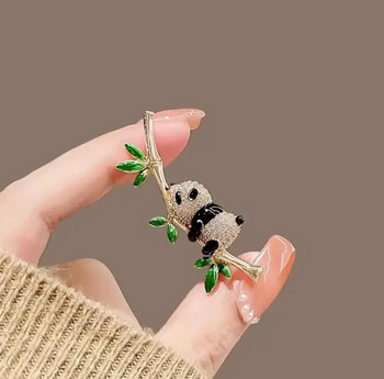Χαριτωμένο Panda Eat Μπαμπού Καρφίτσες για Πέτο Καρφίτσα για Γυναίκες Κορίτσια Παιδικά Αξεσουάρ κοσμημάτων για πάρτι γραφείου με στρας