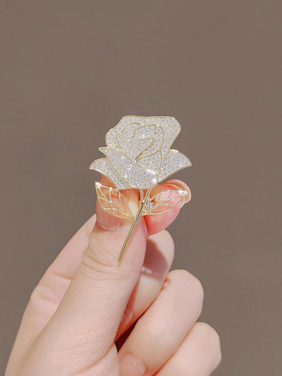 Moodsad inkrusteeritud kivist roosiprossid naistele Luksuslik isiksus kullavärvi lilledega metallist prossinõelad ehted pulmakingitused