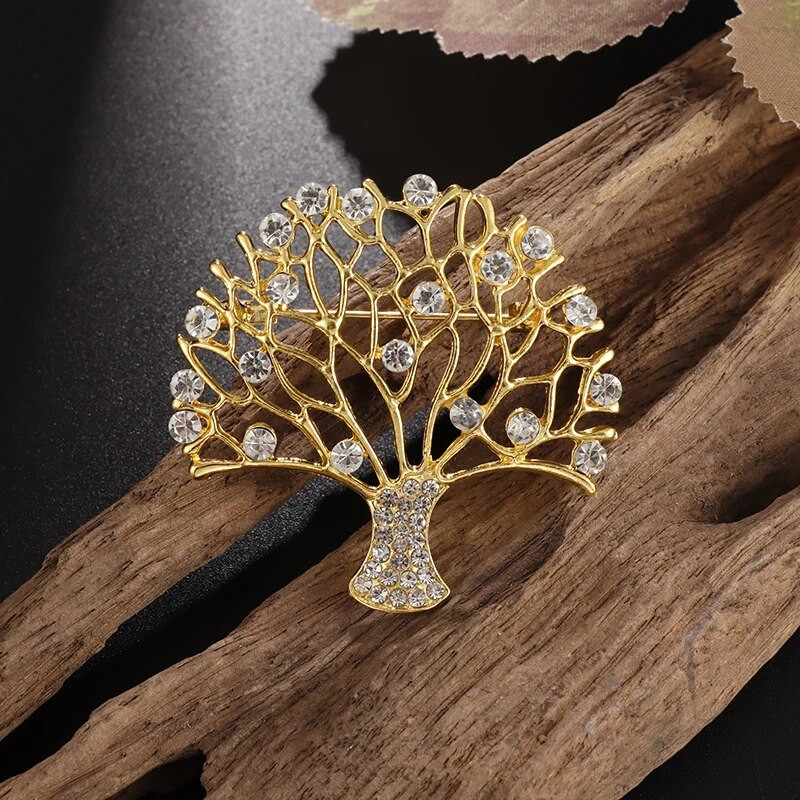 Izsmalcināta Dzīvības koka sakta sievietēm Cirkona koka pin kakla izgriezuma uzvalks banketu rotaslietas unikāli aksesuāri