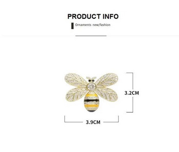 Καρφίτσες μελισσών με σμάλτο ζιργκόν πολυτελείας για γυναίκες Ανδρικές καρφίτσες με έντομο Personality Παλτό ζώων Αξεσουάρ ρούχων Καρφίτσα πέτο