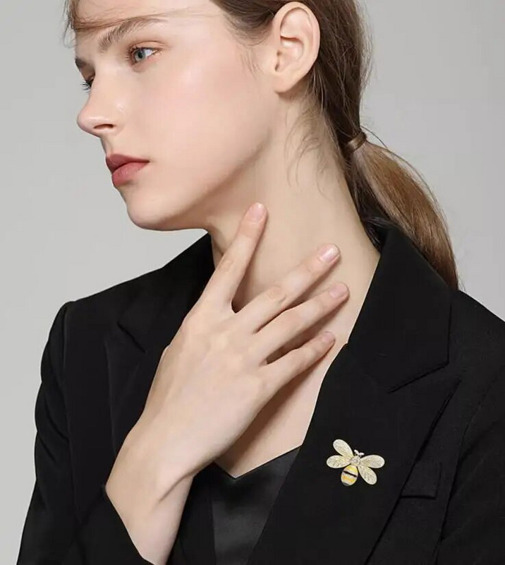 Luksuzni cirkonski emajlirani broševi s pčelama za žene, muškarce, igla za kukce, osobnost, životinjski kaput, odjevni dodaci, igla za rever