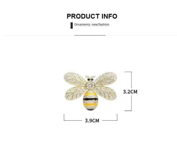 Luksuzni cirkonski emajlirani broševi s pčelama za žene, muškarce, igla za kukce, osobnost, životinjski kaput, odjevni dodaci, igla za rever