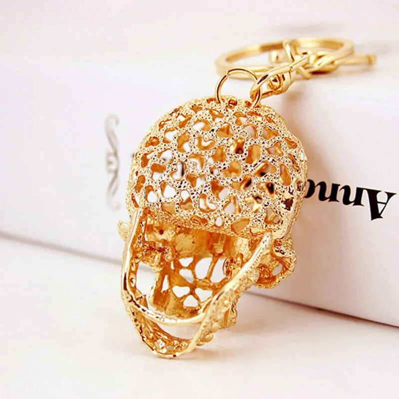 XDPQQ trimatis krištolo kaukolės raktų pakabukas automobilio raktų pakabukas metalinis pakabukas vyriškas raktų pakabukas maža dovana