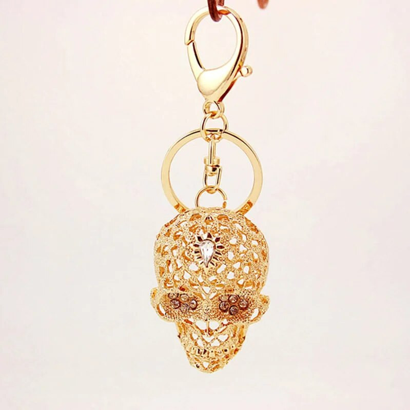 XDPQQ trimatis krištolo kaukolės raktų pakabukas automobilio raktų pakabukas metalinis pakabukas vyriškas raktų pakabukas maža dovana