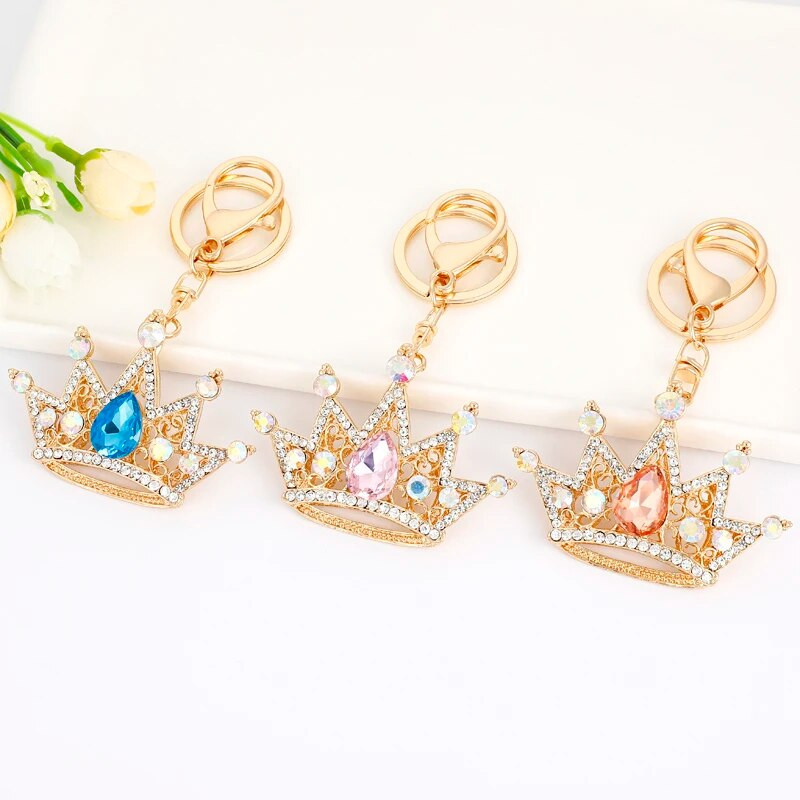 EASYA Crystal Crown Keychain Sieviešu Luksusa šarms Juvelierizstrādājumu maisiņš Atslēgu piekariņš Ornaments Vintage kāzu līgavas dāvanas līgavas māsas viesim