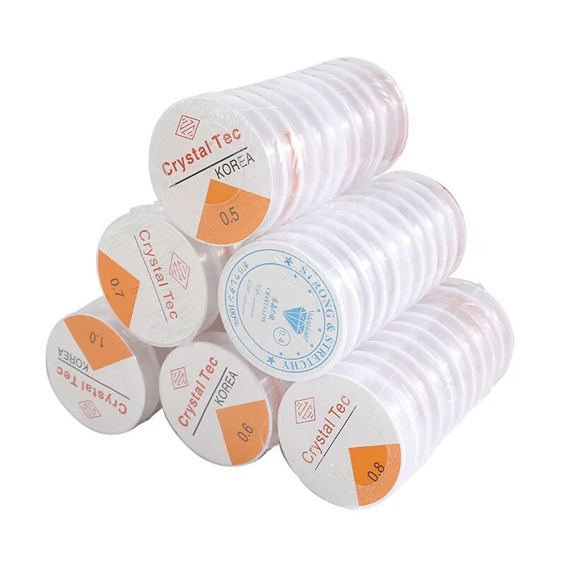 0.4/0.5/0.6/0.7/0.8/1mm Διαφανές ελαστικό σχοινί στρογγυλό κρυστάλλινο κορδόνι από καουτσούκ για προμήθειες κατασκευής κοσμημάτων Βραχιόλι με χάντρες DIY