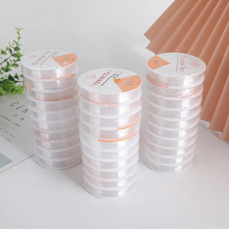 0.4/0.5/0.6/0.7/0.8/1mm Διαφανές ελαστικό σχοινί στρογγυλό κρυστάλλινο κορδόνι από καουτσούκ για προμήθειες κατασκευής κοσμημάτων Βραχιόλι με χάντρες DIY