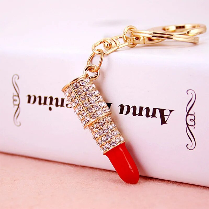 XDPQQ Fashion Woman 5 krāsu lūpu krāsa, atslēgu piekariņš sieviešu somām, aksesuāri, metāla kulons atslēgu piekariņš, rokdarbu dāvana