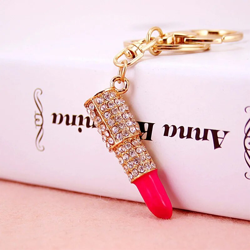 XDPQQ Fashion Woman 5 krāsu lūpu krāsa, atslēgu piekariņš sieviešu somām, aksesuāri, metāla kulons atslēgu piekariņš, rokdarbu dāvana