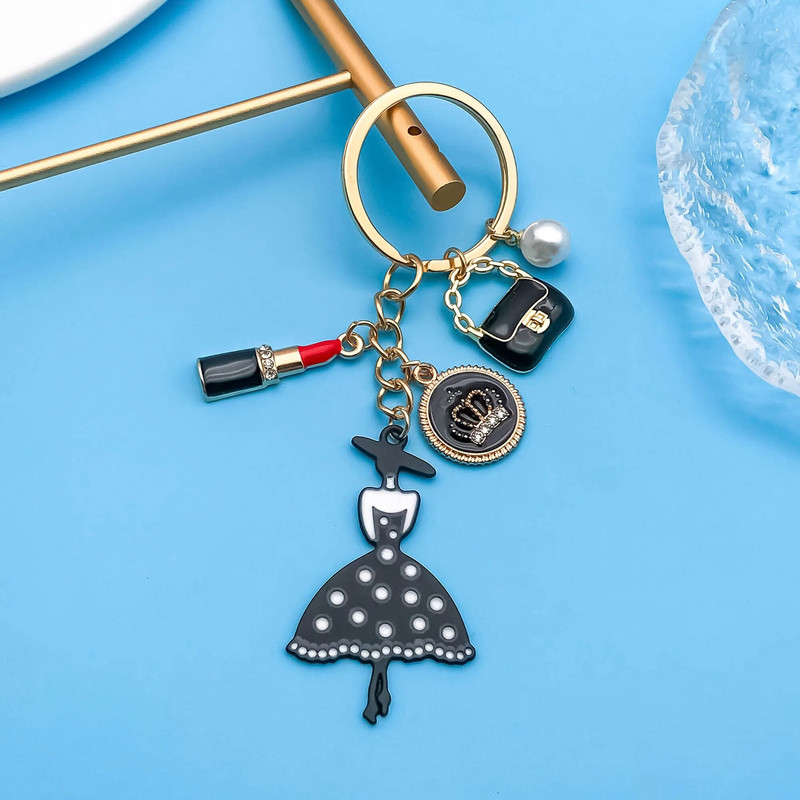 1 τμχ Fashion Modern Lady γυναικεία τσάντα κραγιόν Charms Μπρελόκ με σμάλτο για ιδανικό δώρο για γυναίκες και κορίτσια