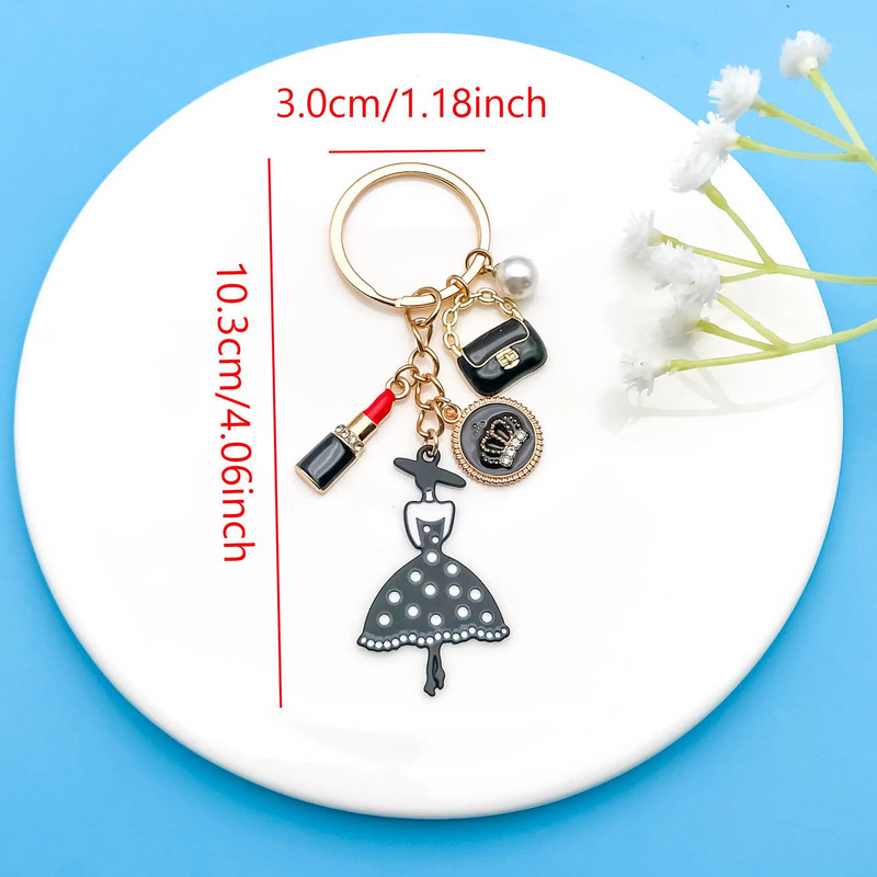 1 τμχ Fashion Modern Lady γυναικεία τσάντα κραγιόν Charms Μπρελόκ με σμάλτο για ιδανικό δώρο για γυναίκες και κορίτσια