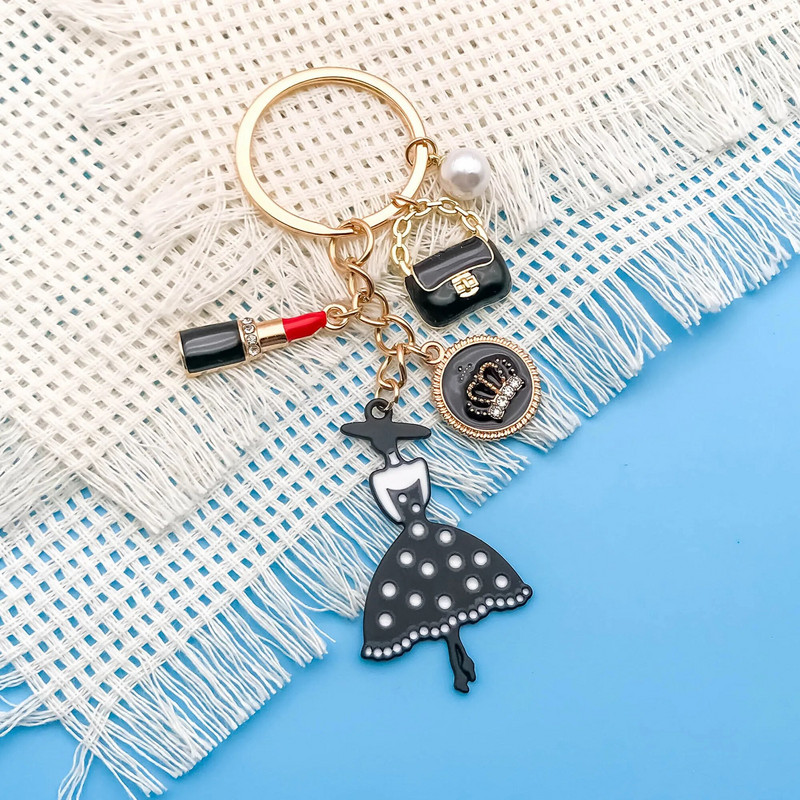 1 τμχ Fashion Modern Lady γυναικεία τσάντα κραγιόν Charms Μπρελόκ με σμάλτο για ιδανικό δώρο για γυναίκες και κορίτσια