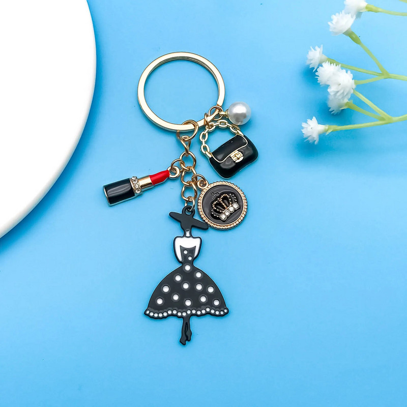 1 τμχ Fashion Modern Lady γυναικεία τσάντα κραγιόν Charms Μπρελόκ με σμάλτο για ιδανικό δώρο για γυναίκες και κορίτσια