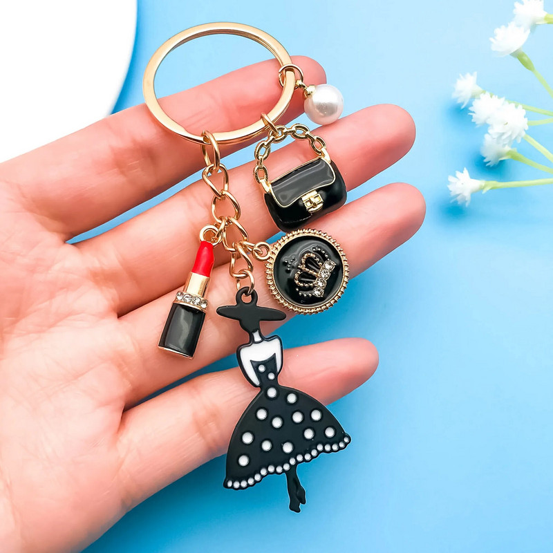 1 τμχ Fashion Modern Lady γυναικεία τσάντα κραγιόν Charms Μπρελόκ με σμάλτο για ιδανικό δώρο για γυναίκες και κορίτσια