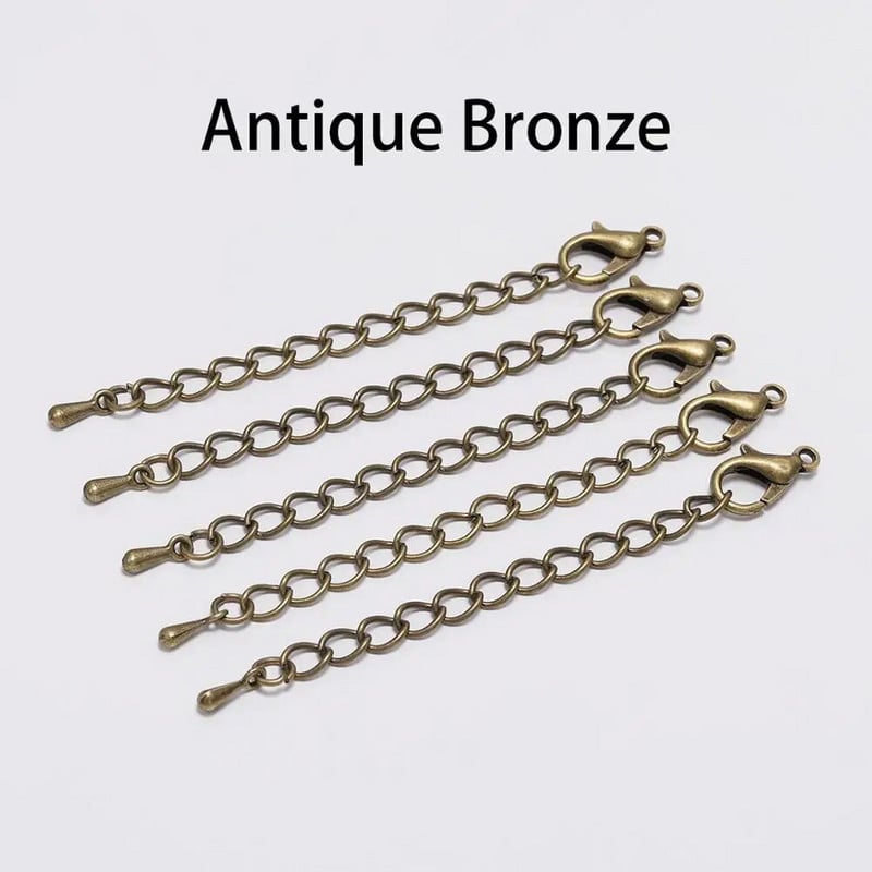 10 τμχ/παρτίδα 50 70mm Tone Extended Extension Tail Chain Lobster Clasps Connector For DIY βραχιόλι Κολιέ Κοσμήματα Making Findings