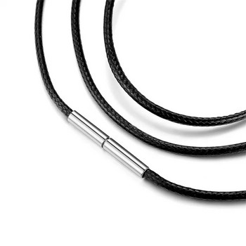 Черна огърлица от въже от естествена кожа със закопчалка, шнур, верига, линия, низ за висулка Направи си сам Аксесоари за производство на бижута Консумативи за мъже