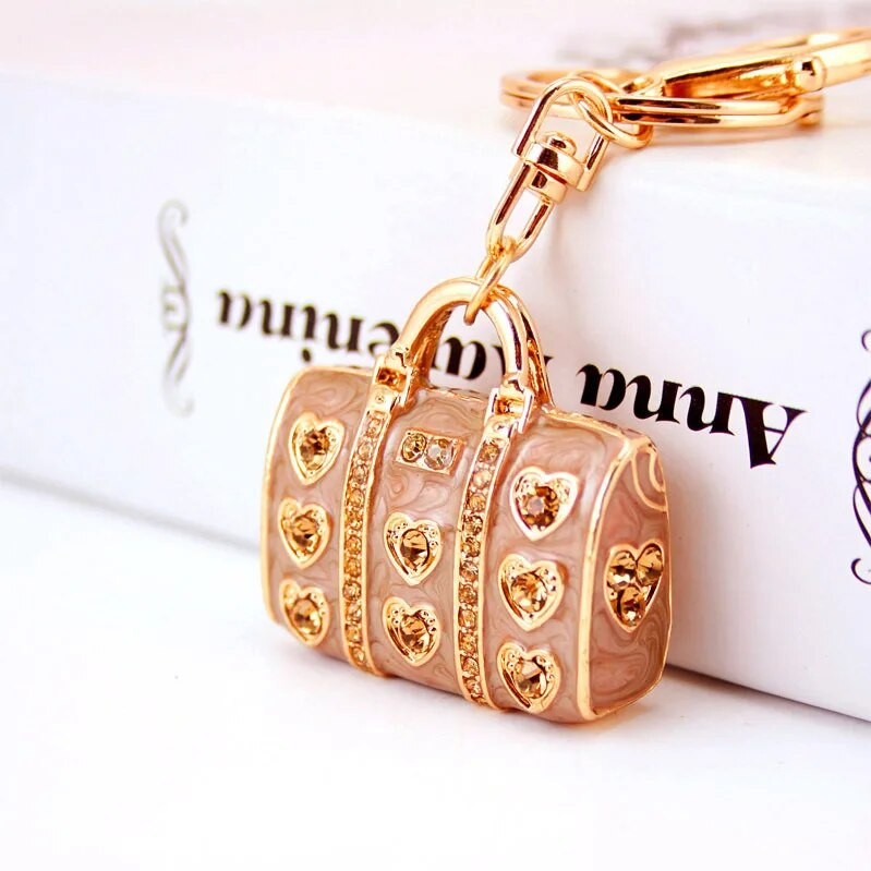 Radošs gudrs 3 krāsu krāsas pulveris dāmu rokassomu soma atslēgu piekariņš pilošs eļļa process auto atslēgu piekariņš metāla kulons maza dāvana