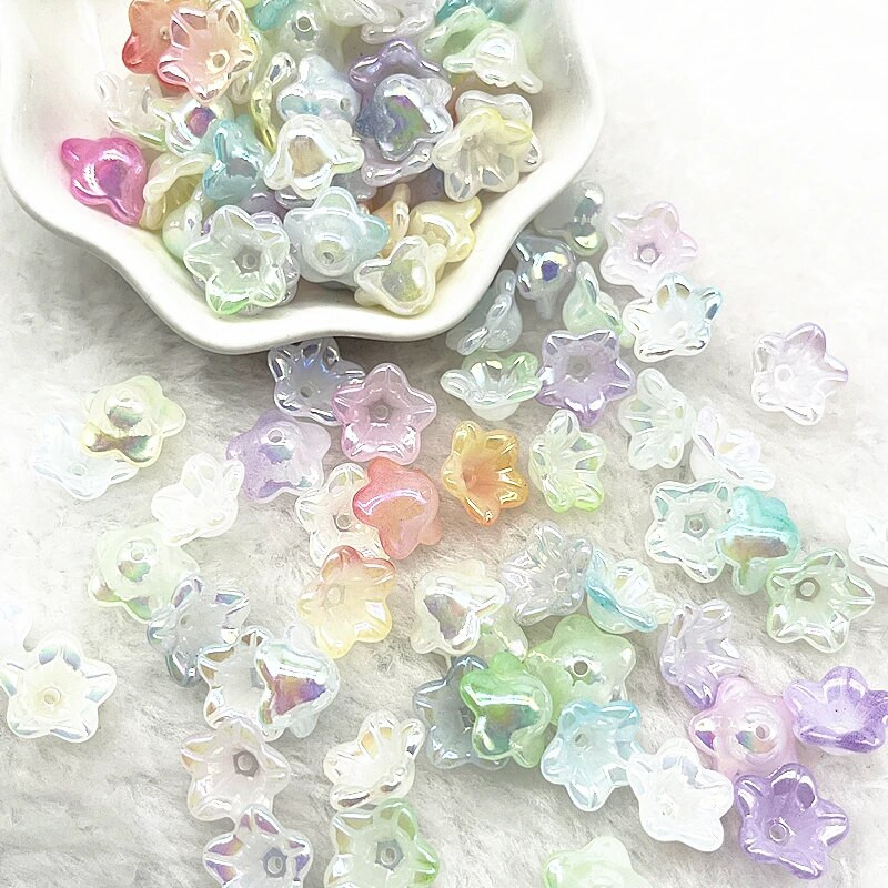 ΝΕΑ 50 τμχ 7x13 χιλιοστά σταδιακή αλλαγή ακρυλικές χάντρες καμπάνας Καπέλα Κοσμήματα ευρήματα Γούρια Βραχιόλια Spacer χάντρες για κατασκευή κοσμημάτων