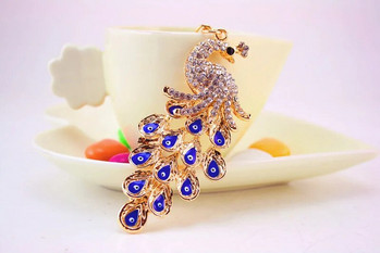 Creative Fashion Κρεμαστό Μπρελόκ για Αυτοκίνητο Εξαιρετικό Μπρελόκ Peacock Κρεμαστό δώρο Κοσμήματα από κράμα στρας