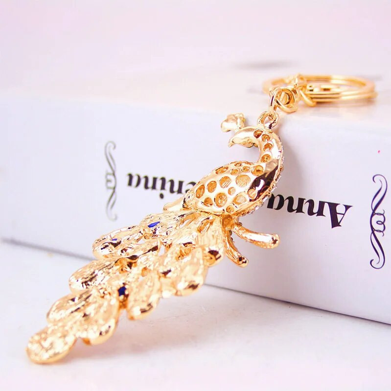 Creative Fashion Κρεμαστό Μπρελόκ για Αυτοκίνητο Εξαιρετικό Μπρελόκ Peacock Κρεμαστό δώρο Κοσμήματα από κράμα στρας