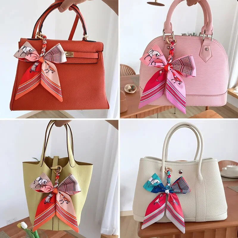 Ar rokām austas zīda šalles atslēgu piekariņi Kulons Krāsains bantīšu soma Dekoratīvā personība Jauka lente atslēgu piekariņu aksesuāri Dāvana draugam