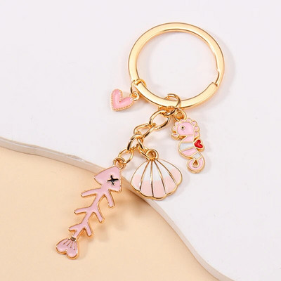 Breloc cu sirenă din scoici de stea de mare emailat, Breloc delicat din seria Sea World Series pentru fete, femei, bijuterii DIY, cadouri pentru copii