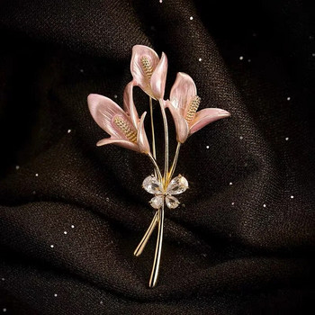 Нови емайлирани игли с кристали Брошки с цветя на лилия за жени Елегантни сватбени банкети ЛГБТ брошки Игли Подаръци Декорация на риза