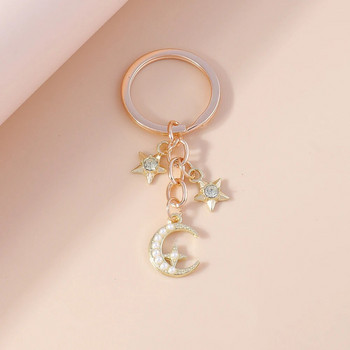 Ρομαντικά μπρελόκ Moon Star Κρυστάλλινα μπρελόκ Δώρο για γυναίκες Ανδρικές τσάντες με κλειδί αυτοκινήτου Κρεμαστά κοσμήματα Αξεσουάρ κατασκευής