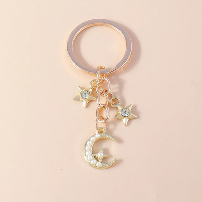 Ρομαντικά μπρελόκ Moon Star Κρυστάλλινα μπρελόκ Δώρο για γυναίκες Ανδρικές τσάντες με κλειδί αυτοκινήτου Κρεμαστά κοσμήματα Αξεσουάρ κατασκευής