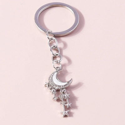 Ρομαντικά μπρελόκ Moon Star Κρυστάλλινα μπρελόκ Δώρο για γυναίκες Ανδρικές τσάντες με κλειδί αυτοκινήτου Κρεμαστά κοσμήματα Αξεσουάρ κατασκευής