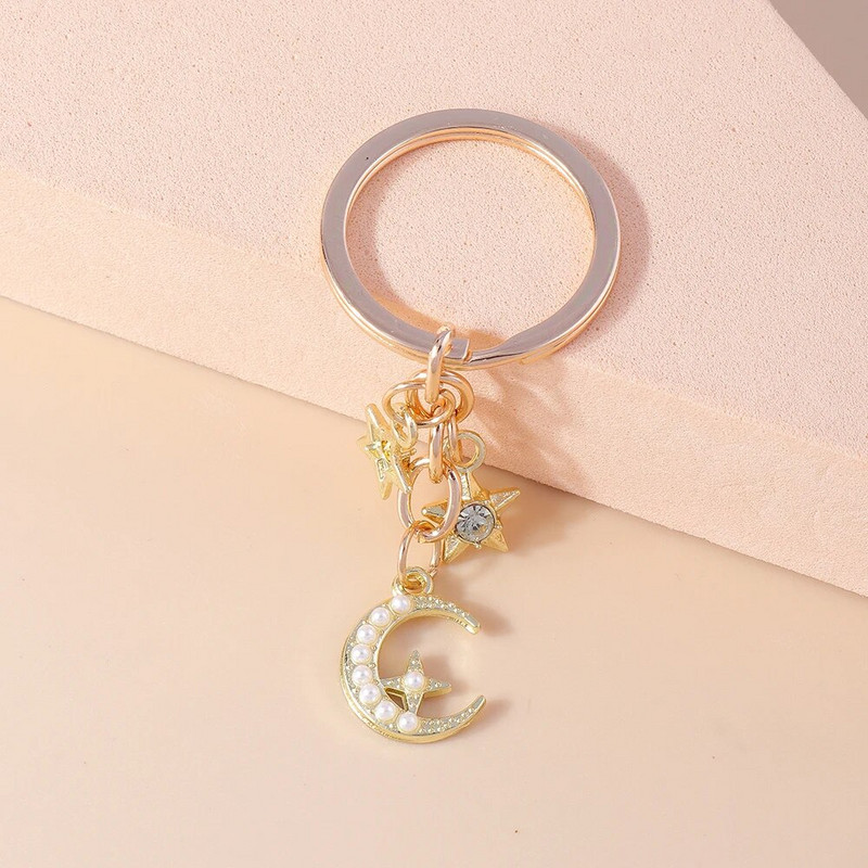Ρομαντικά μπρελόκ Moon Star Κρυστάλλινα μπρελόκ Δώρο για γυναίκες Ανδρικές τσάντες με κλειδί αυτοκινήτου Κρεμαστά κοσμήματα Αξεσουάρ κατασκευής