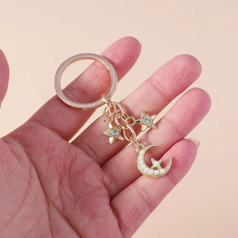 Ρομαντικά μπρελόκ Moon Star Κρυστάλλινα μπρελόκ Δώρο για γυναίκες Ανδρικές τσάντες με κλειδί αυτοκινήτου Κρεμαστά κοσμήματα Αξεσουάρ κατασκευής